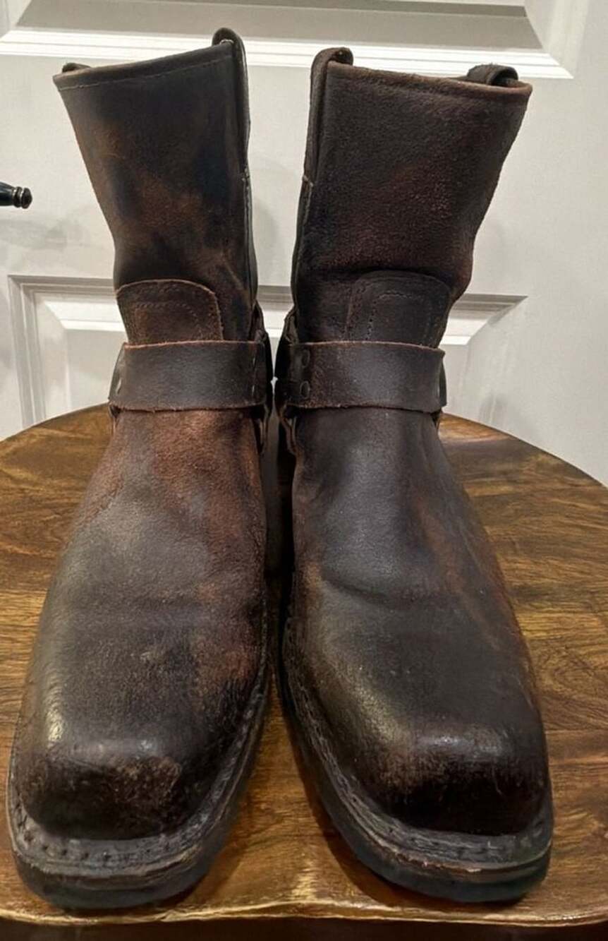 FRYE Harness 12R Boots Size 8.5 Dark Brown Leather Made in USA